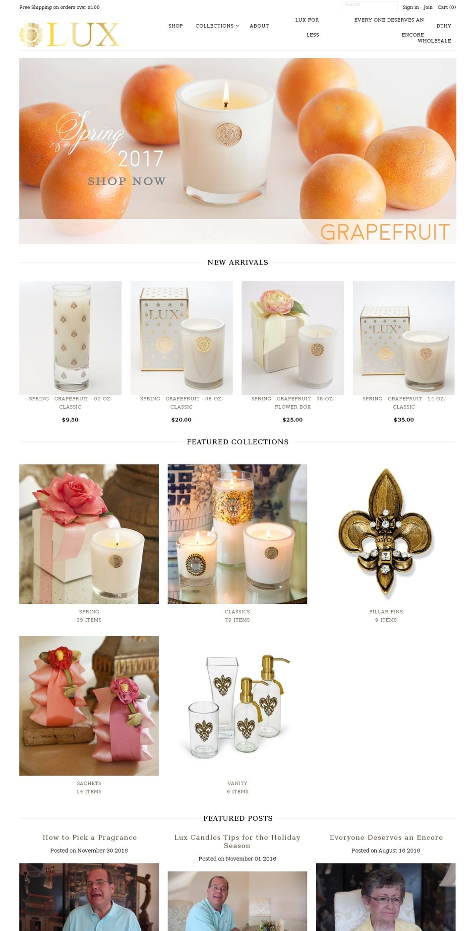 lux-fragrances.com shopify website screenshot