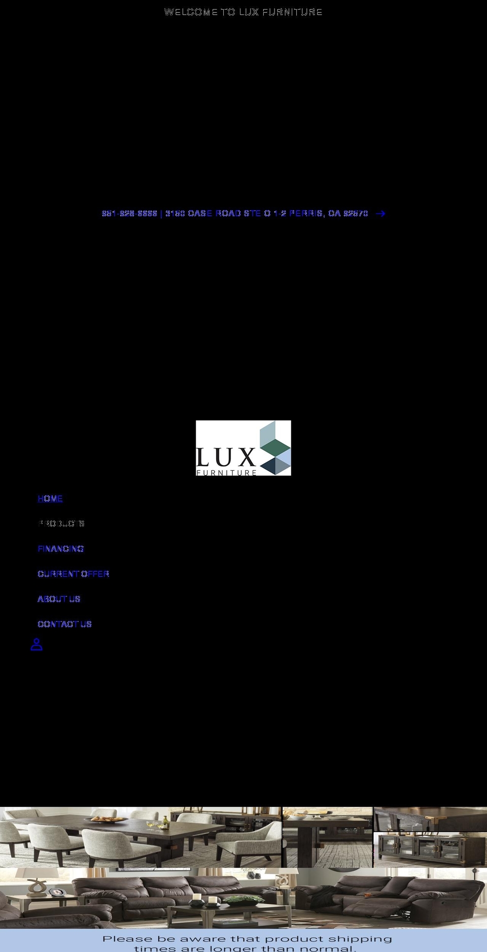 lux-furniture.com shopify website screenshot