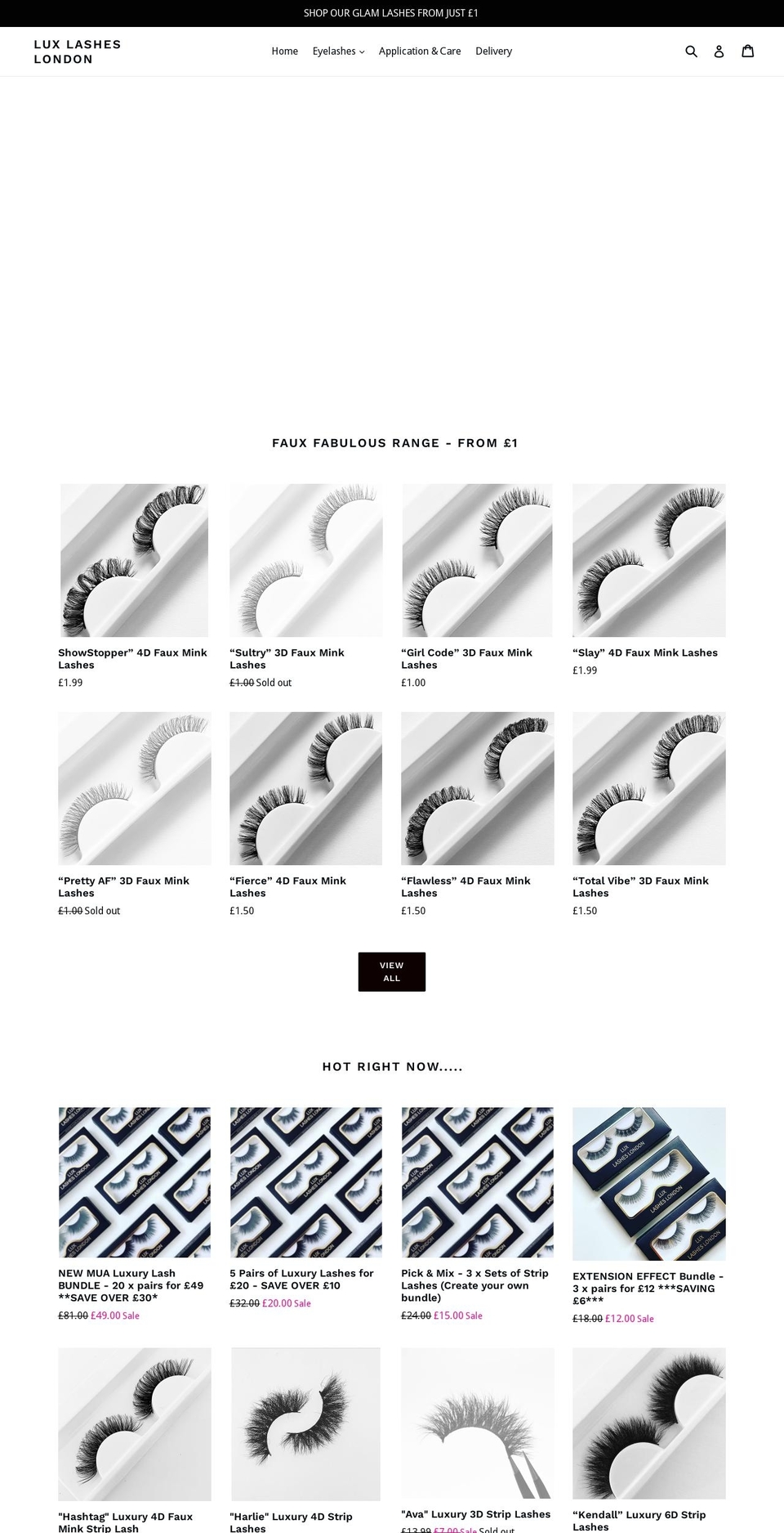 lux-lashes.co.uk shopify website screenshot