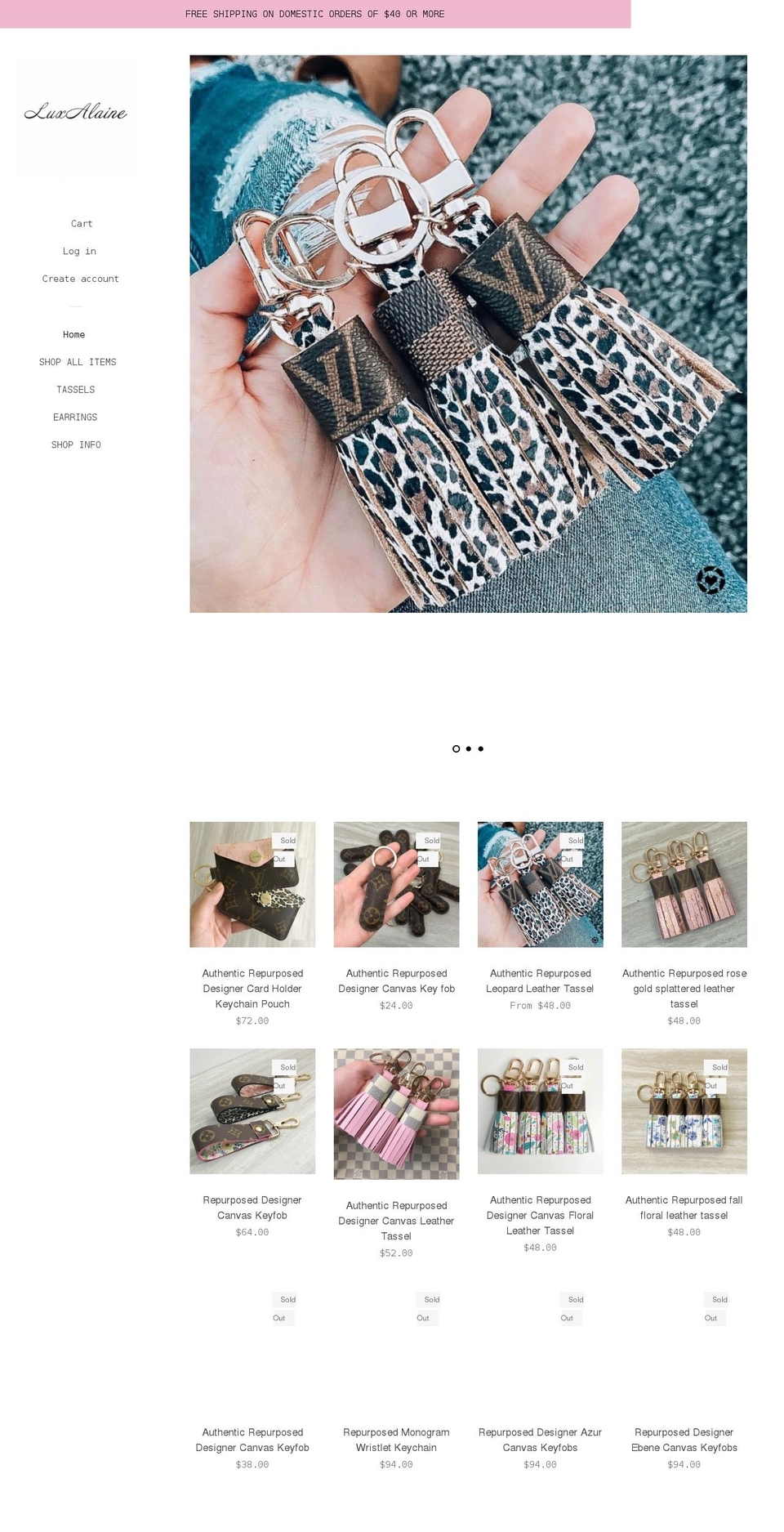 luxalaine.com shopify website screenshot