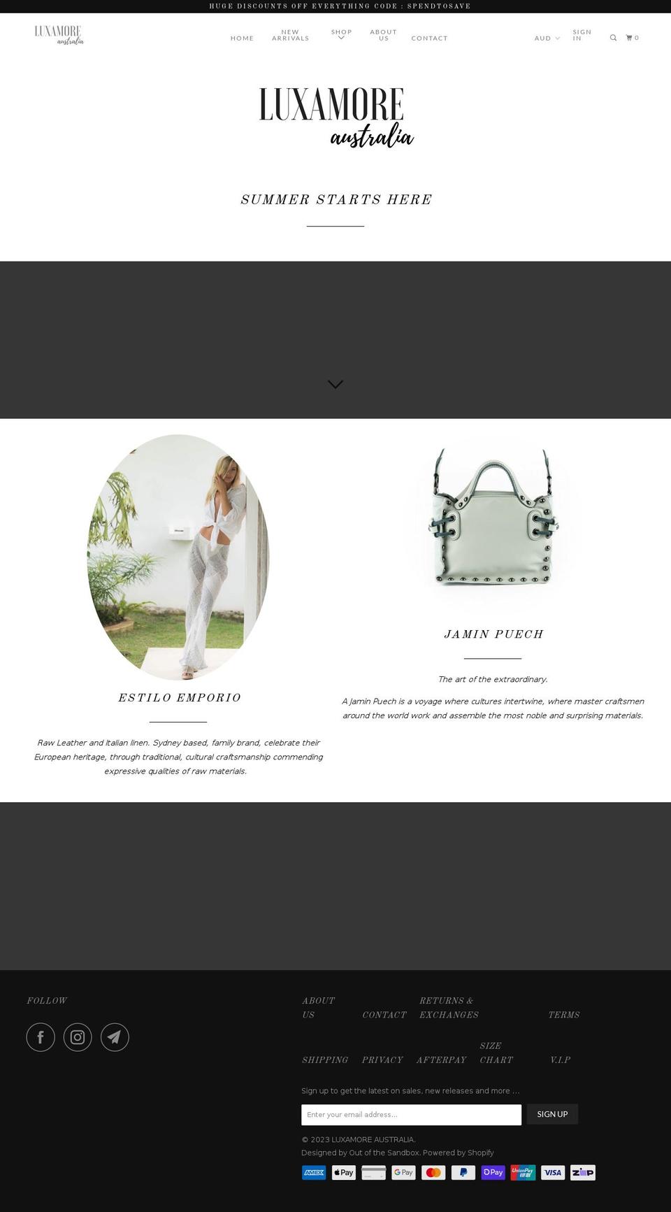 luxamore.com.au shopify website screenshot