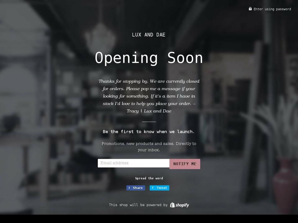 luxanddae.com shopify website screenshot