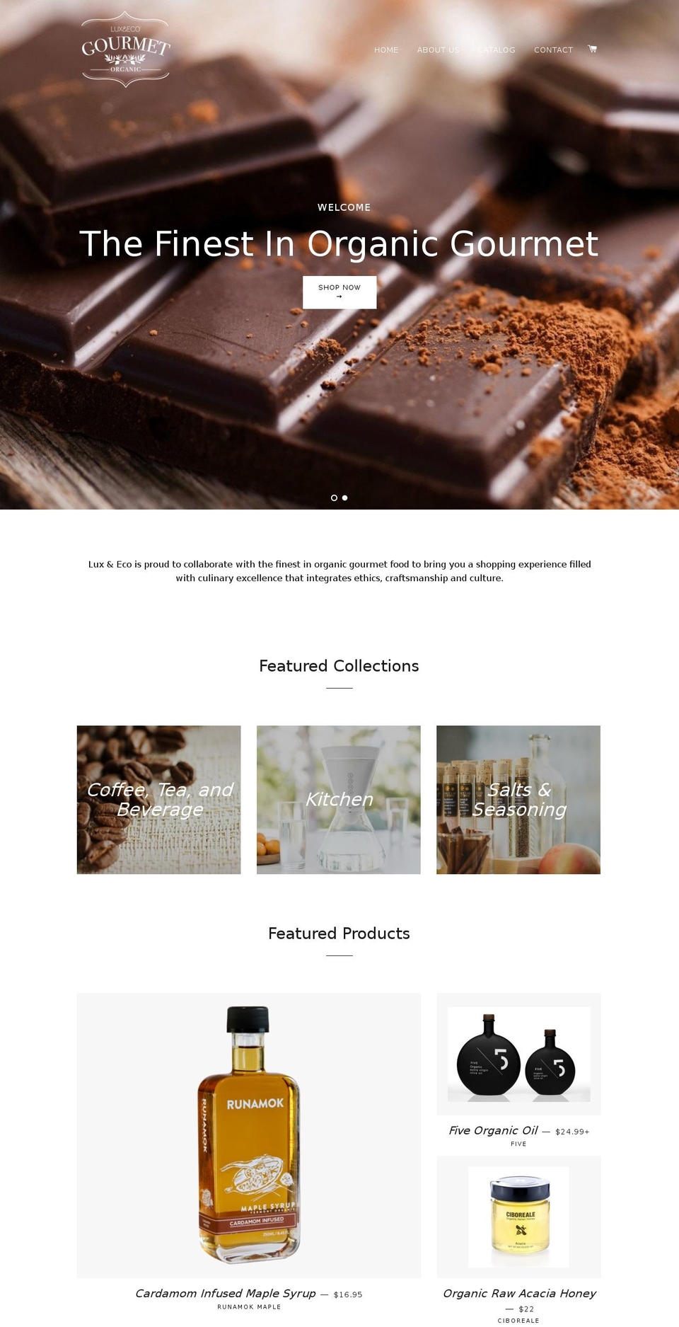 luxandecogourmet.com shopify website screenshot