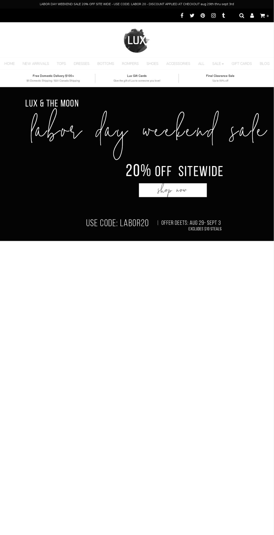 luxandthemoon.com — Shopify storefront screenshot