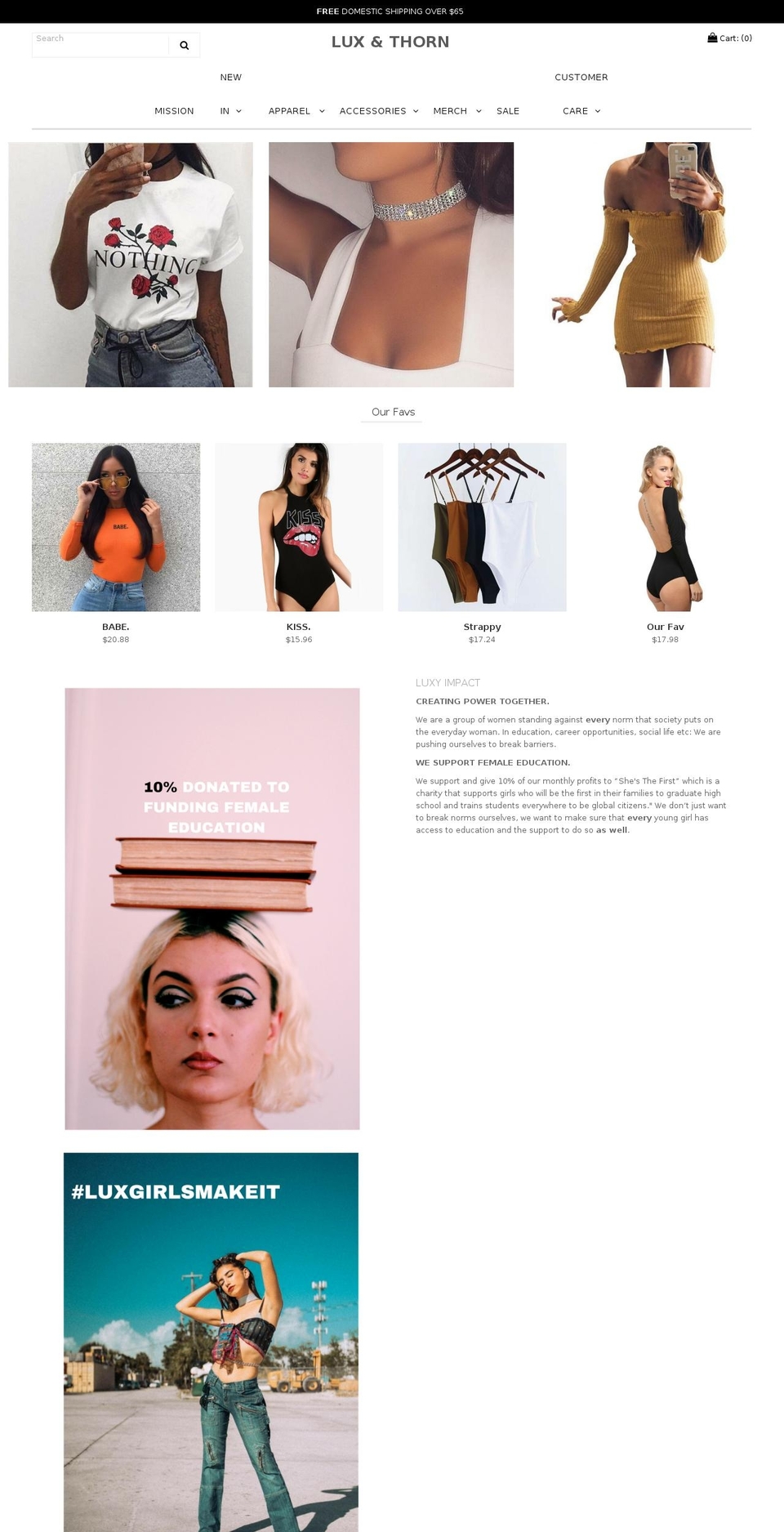 luxandthorn.com — Shopify storefront screenshot