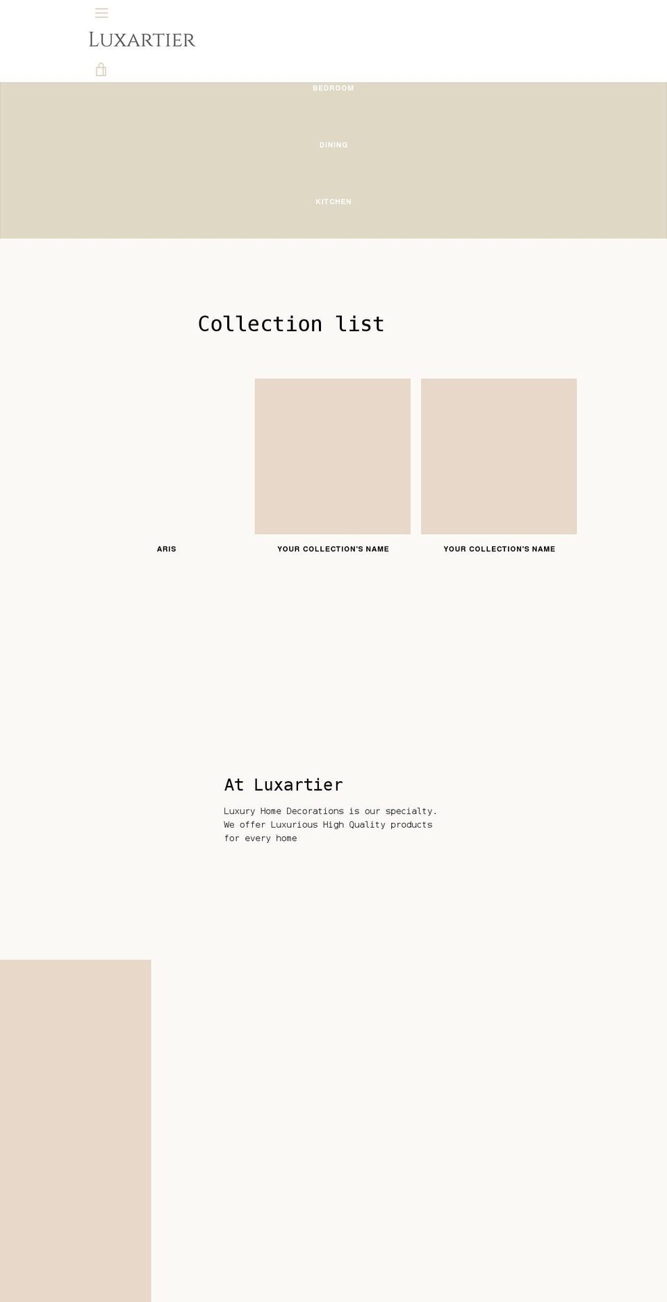 luxartier.com shopify website screenshot