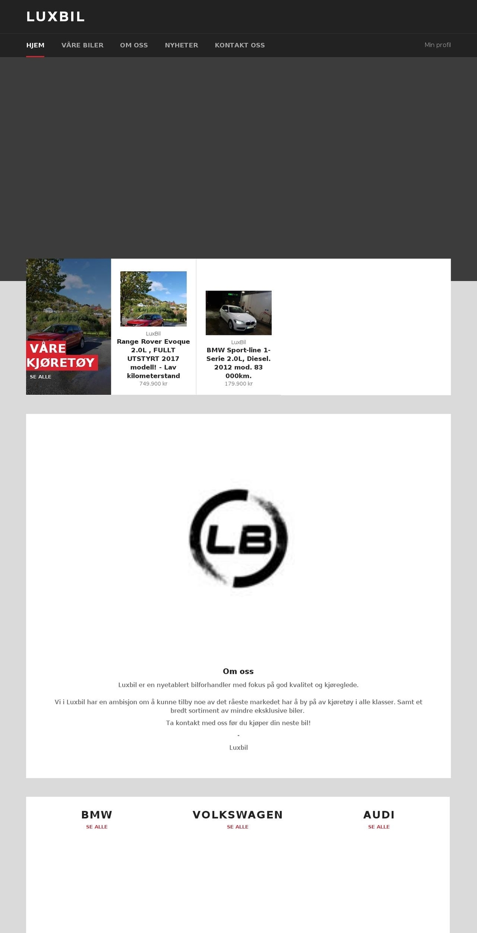 luxbil.no shopify website screenshot