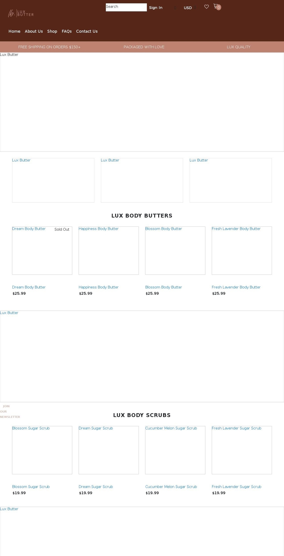 luxbutter.com shopify website screenshot
