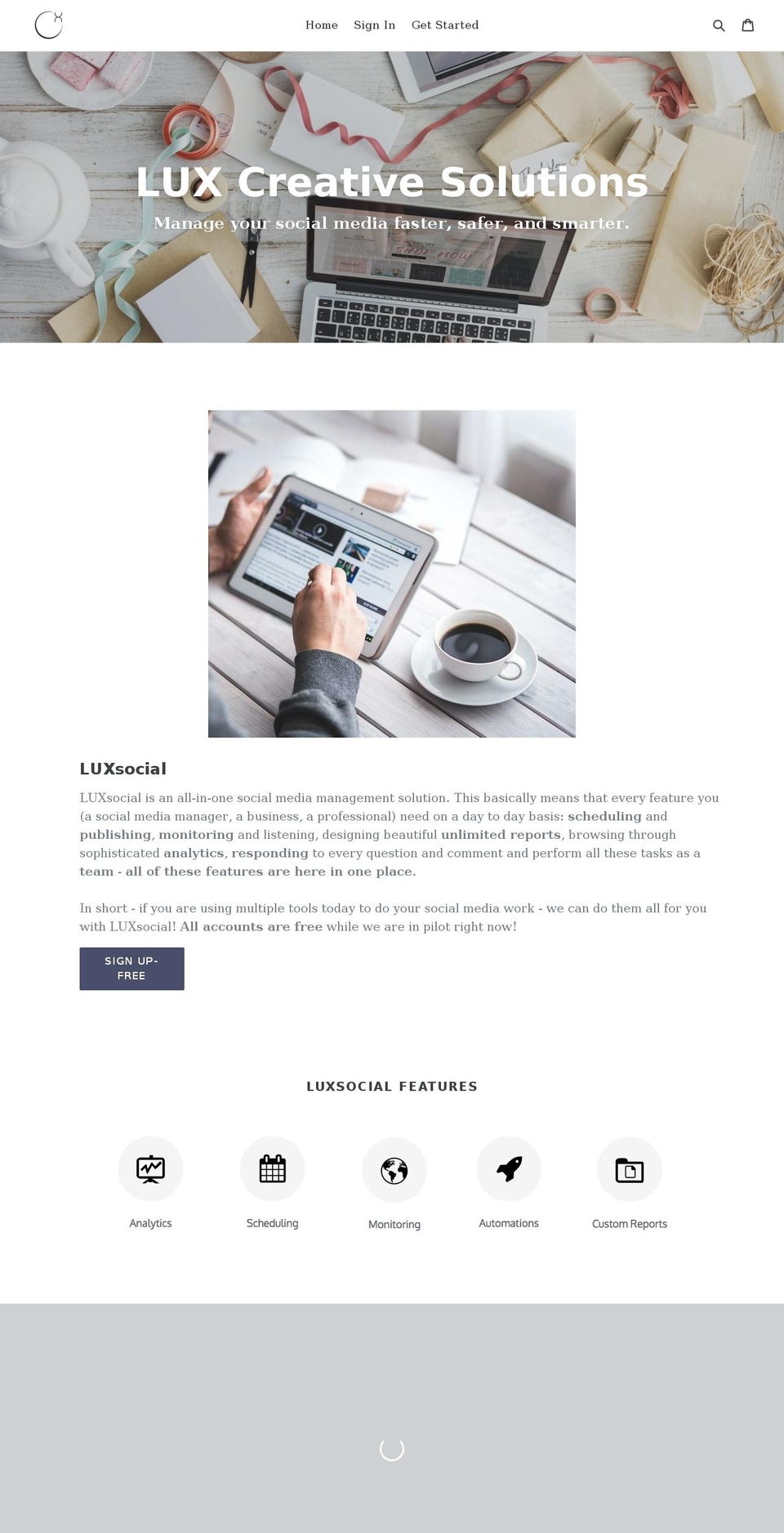 luxcreativesolutions.com shopify website screenshot