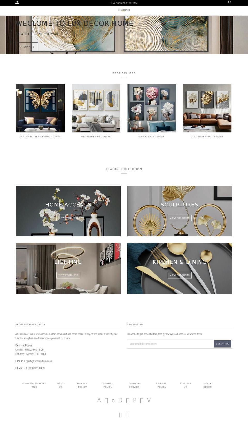 luxdecorhome.com shopify website screenshot