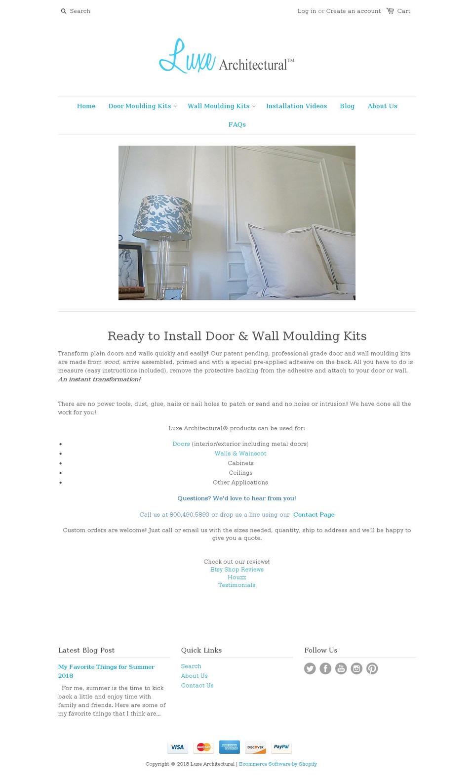 luxe-architectural-products.com — Shopify storefront screenshot