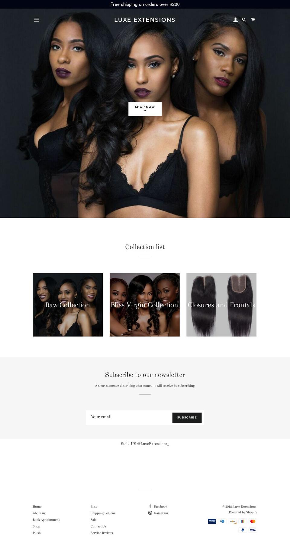 luxe-extensions.com — Shopify storefront screenshot