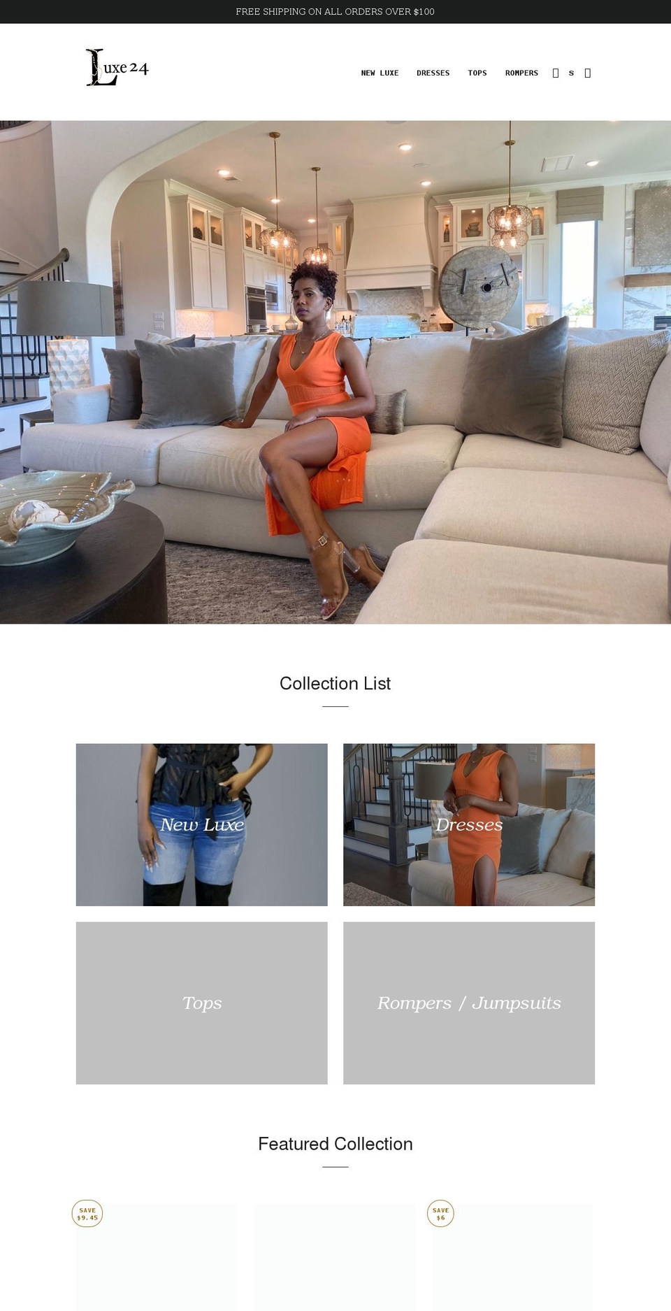 luxe24boutique.com shopify website screenshot