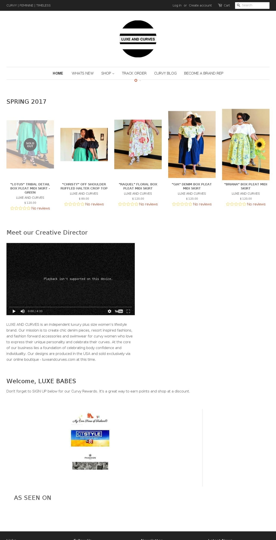 luxeandcurves.com shopify website screenshot