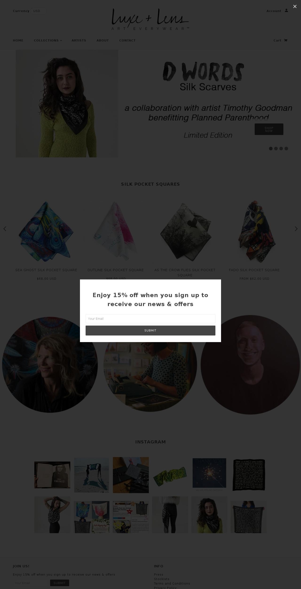 luxeandlens.com — Shopify storefront screenshot