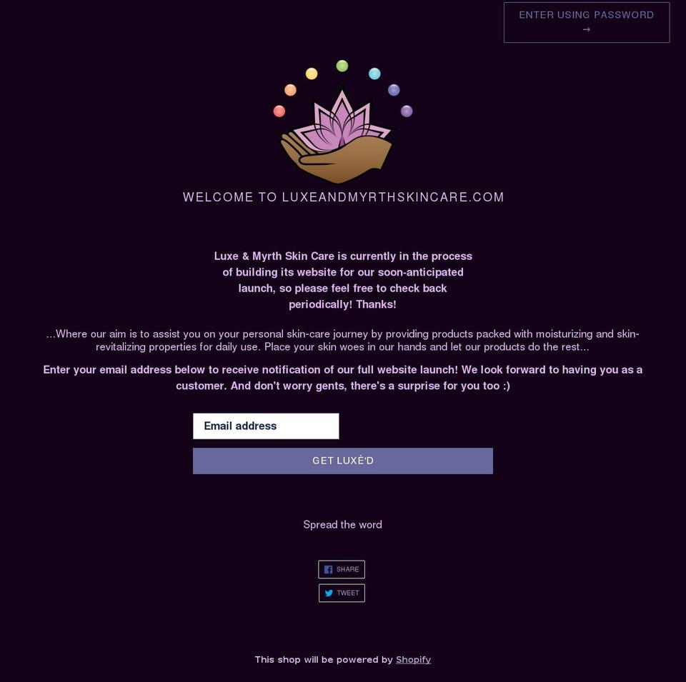 luxeandmyrthskincare.com shopify website screenshot