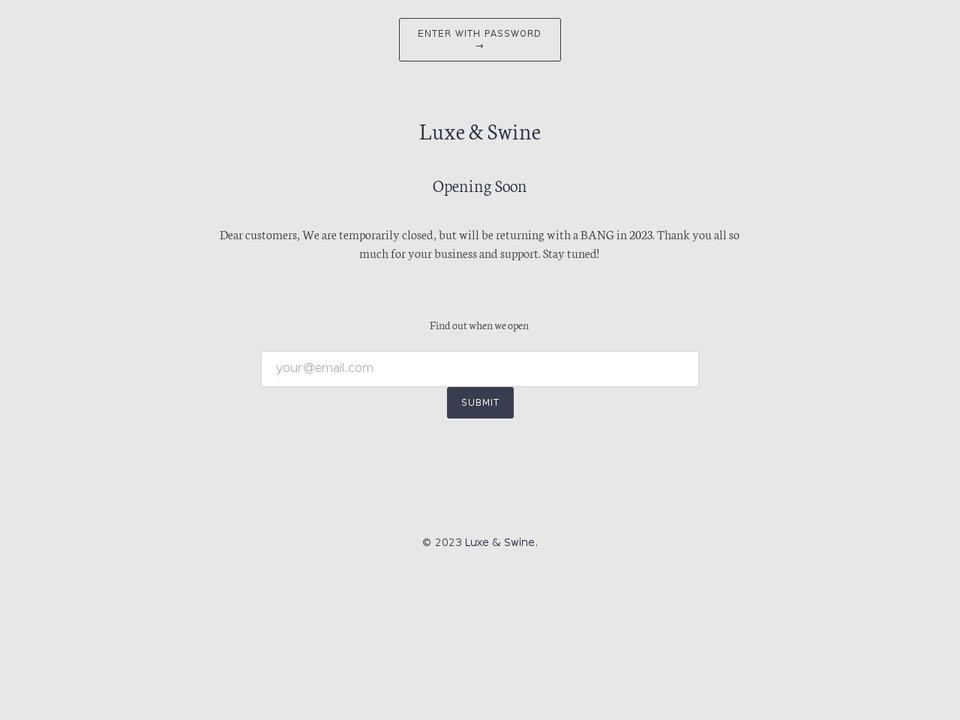 luxeandswine.com shopify website screenshot