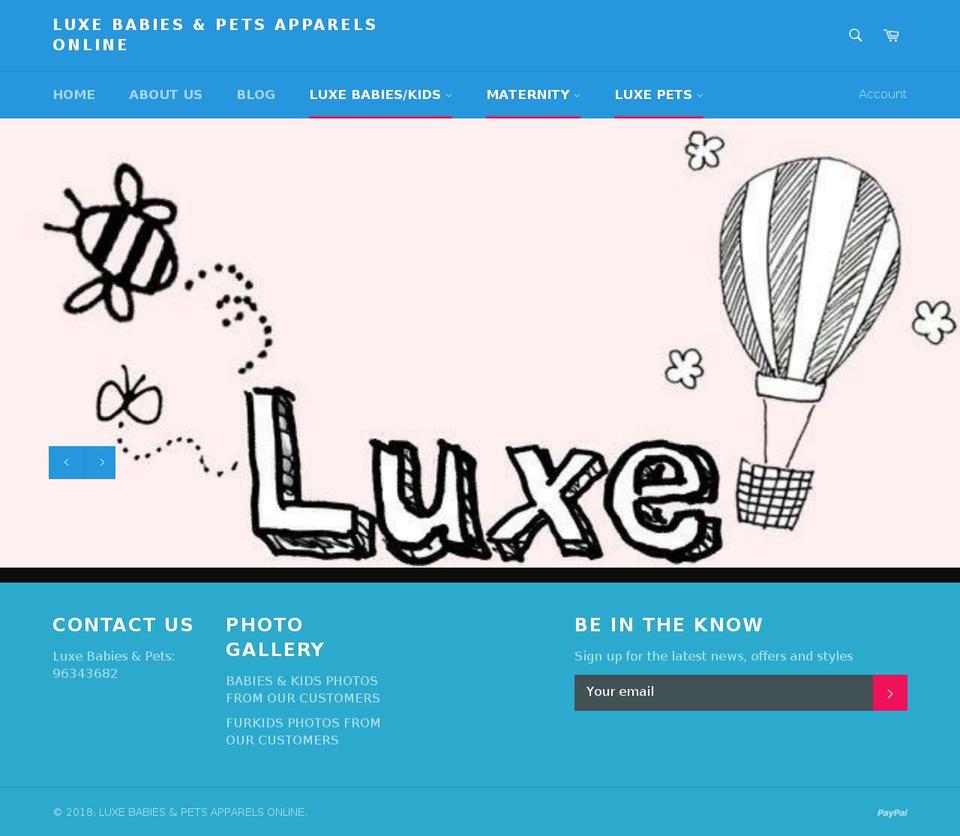 luxebabiesnpets.com — Shopify storefront screenshot