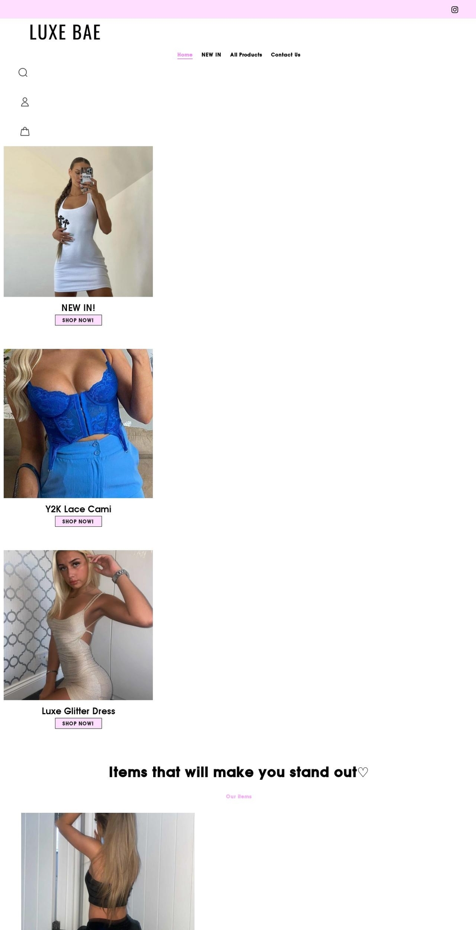 luxebaeshop.com shopify website screenshot