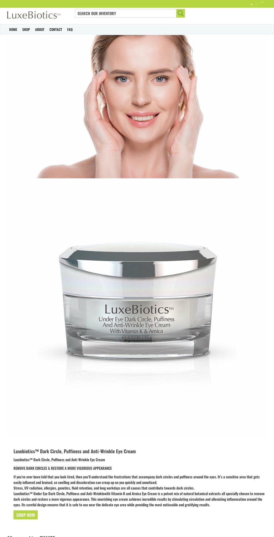 luxebiotics.com shopify website screenshot