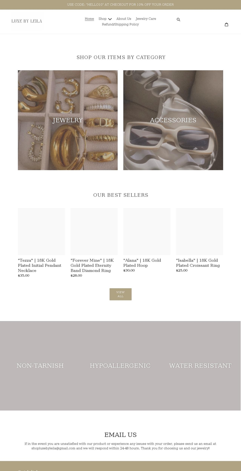 luxebyleila.com shopify website screenshot