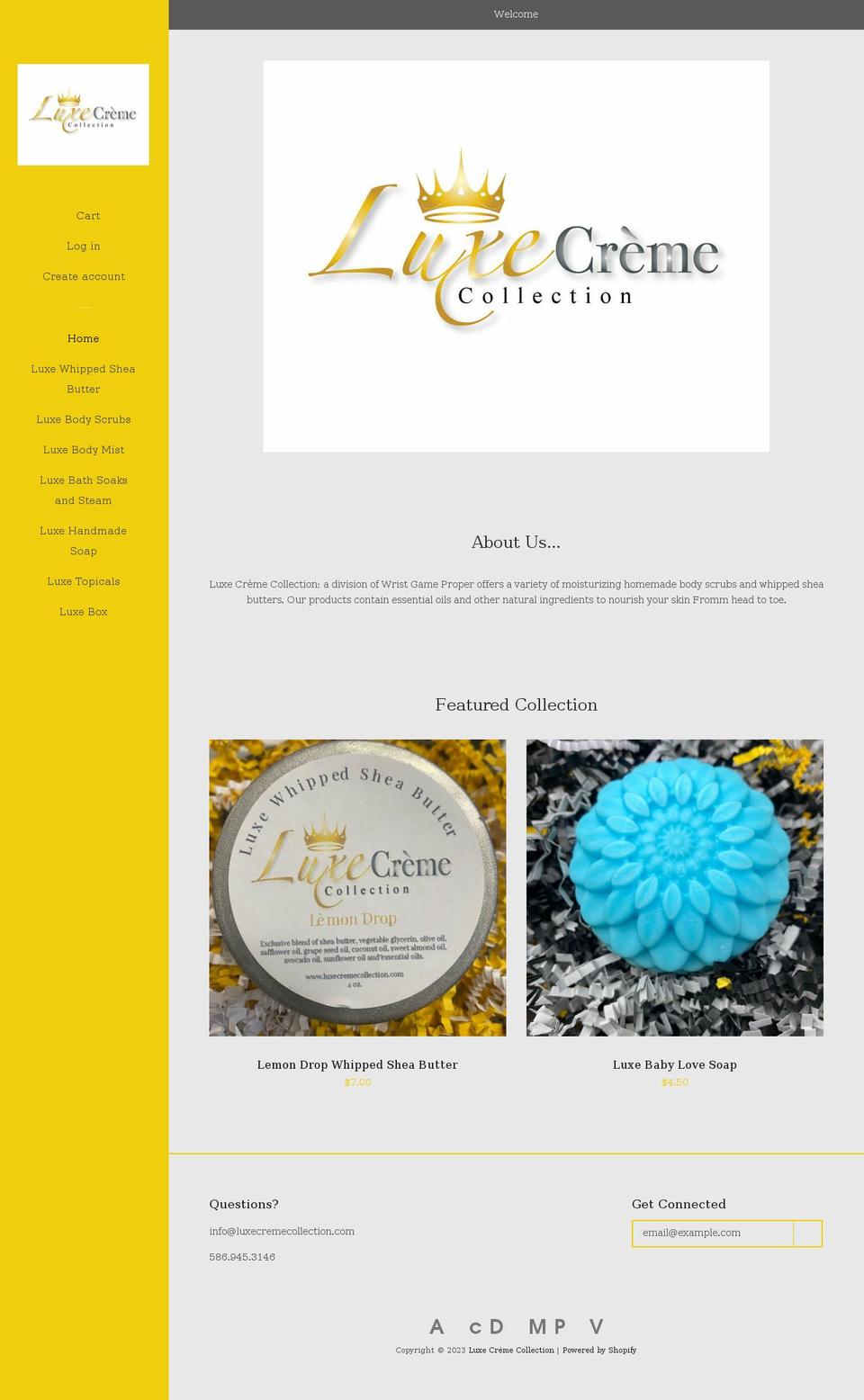 luxecremecollection.com shopify website screenshot