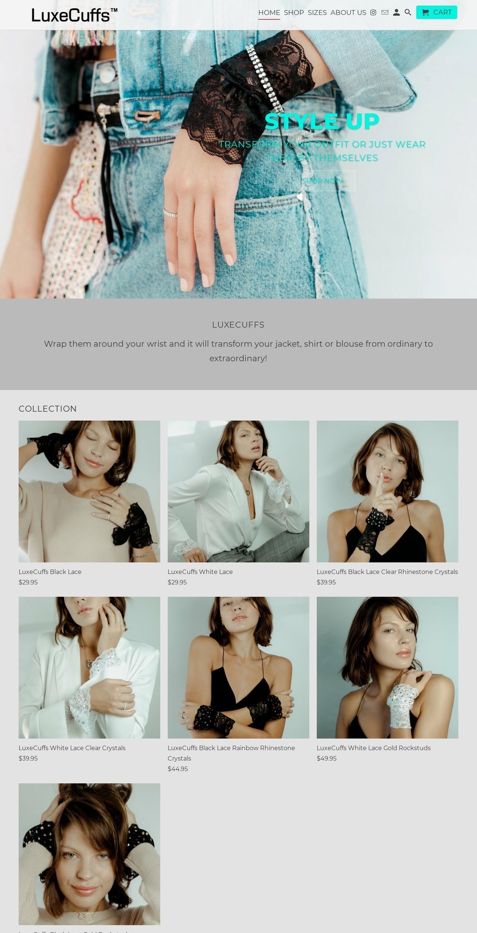 luxecuffs.com shopify website screenshot