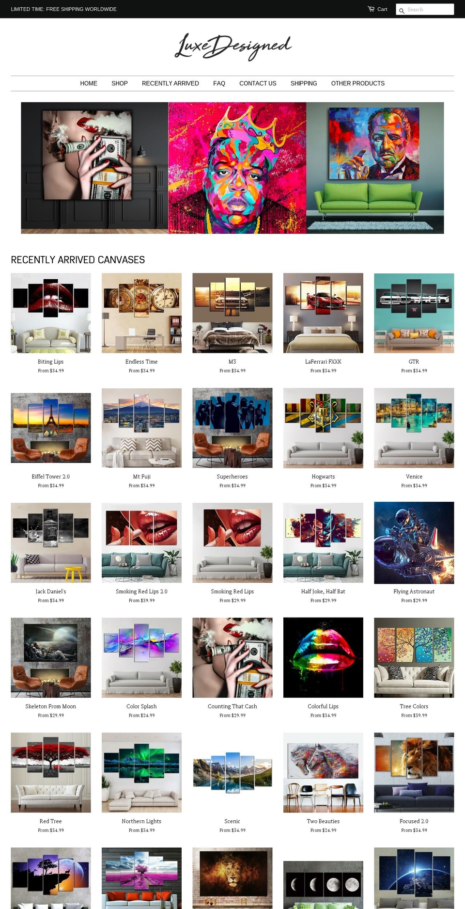 luxedesigned.com — Shopify storefront screenshot