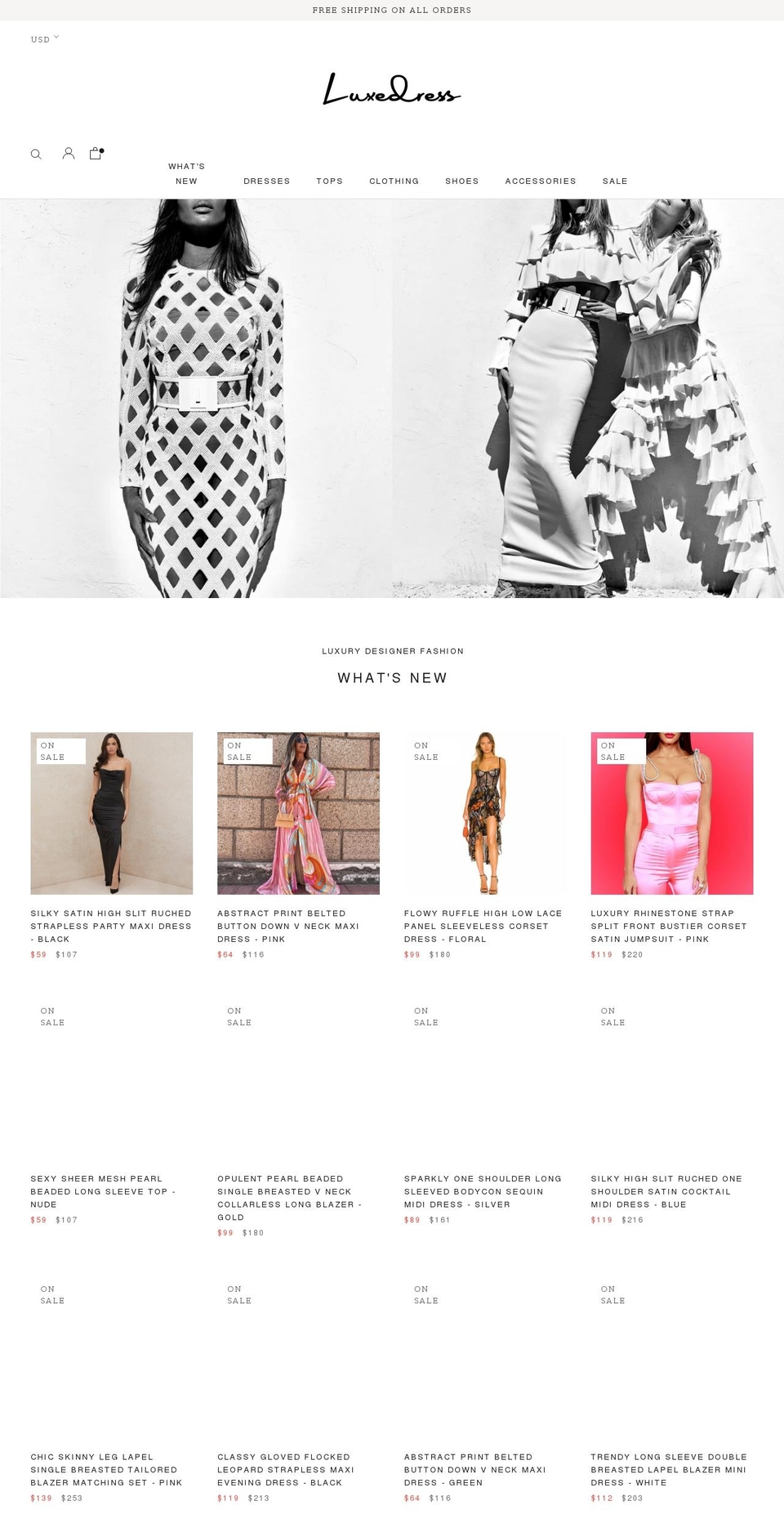 luxedress.com shopify website screenshot