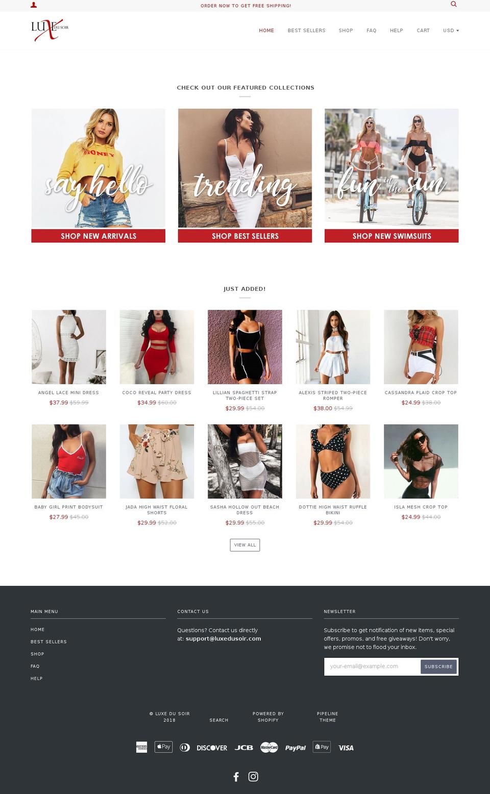 luxedusoir.com — Shopify storefront screenshot