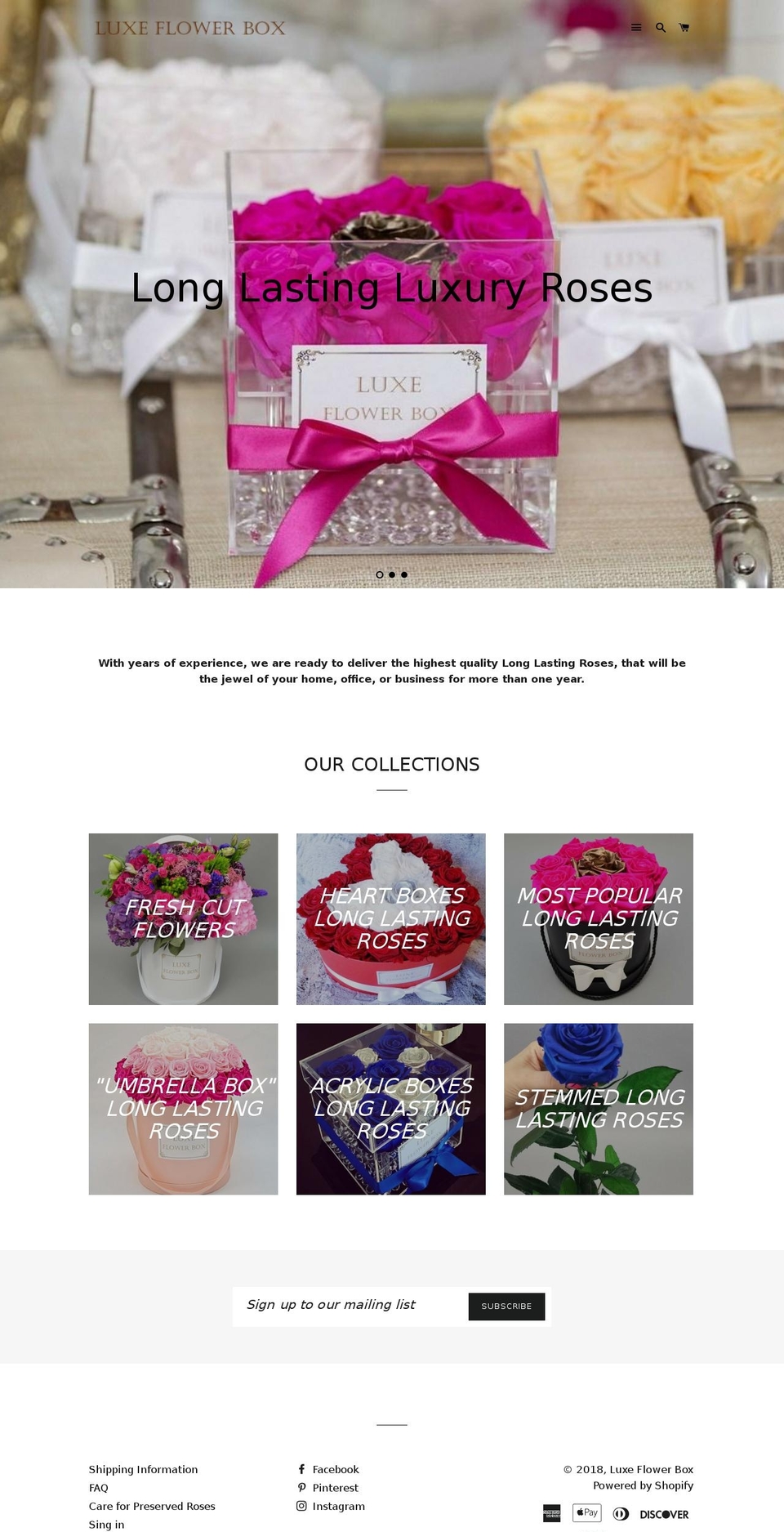luxeflowerbox.com — Shopify storefront screenshot
