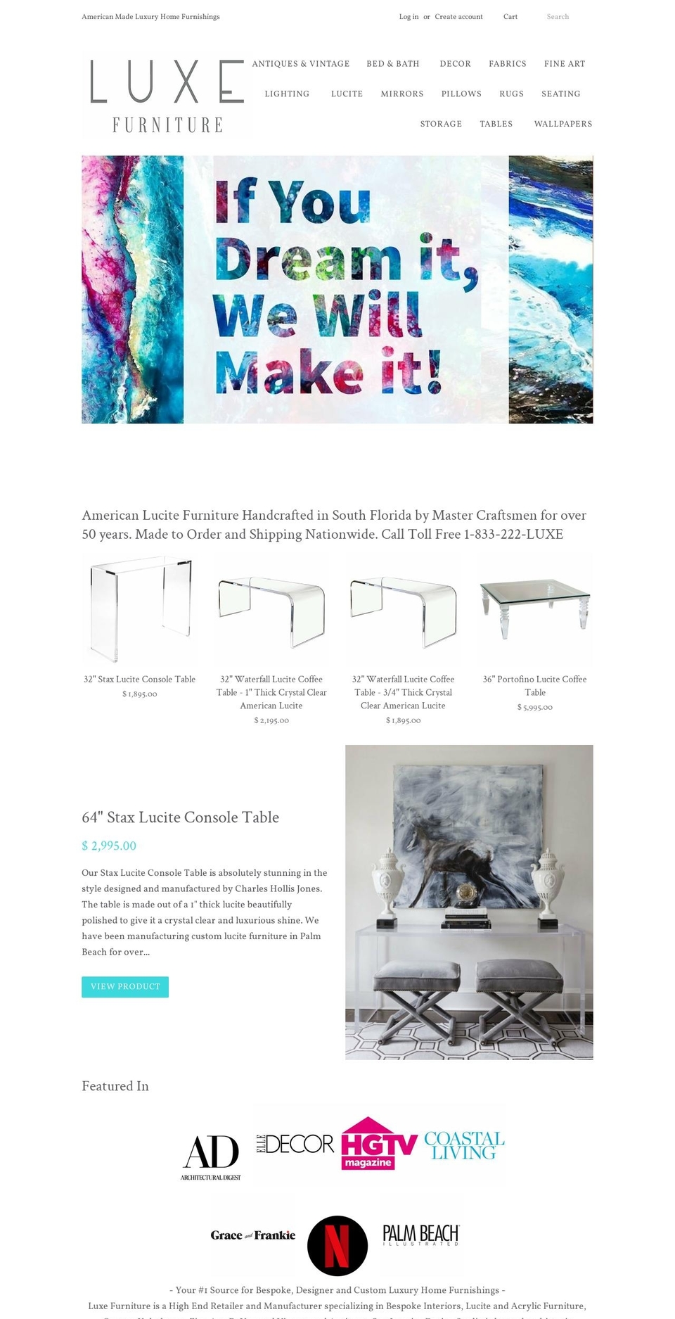 luxefurniture.net shopify website screenshot