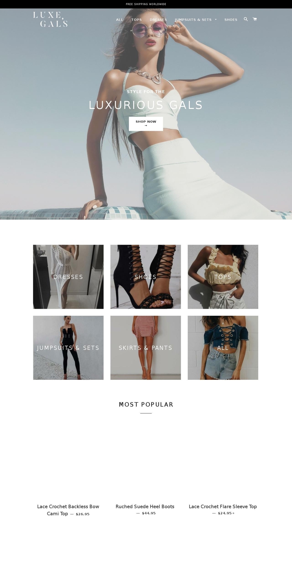 luxegals.com — Shopify storefront screenshot