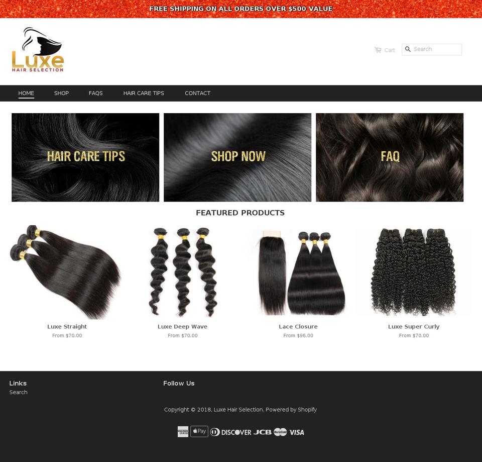 luxehairselection.com — Shopify storefront screenshot