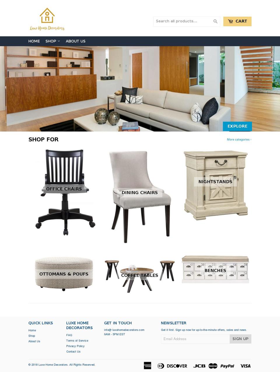 dsl Shopify theme site example luxehomedecorators.com