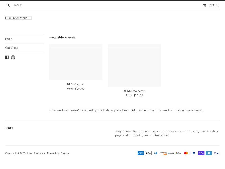 luxekreations.com shopify website screenshot
