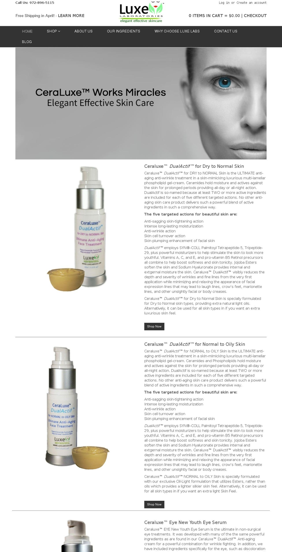 luxelabsusa.com shopify website screenshot