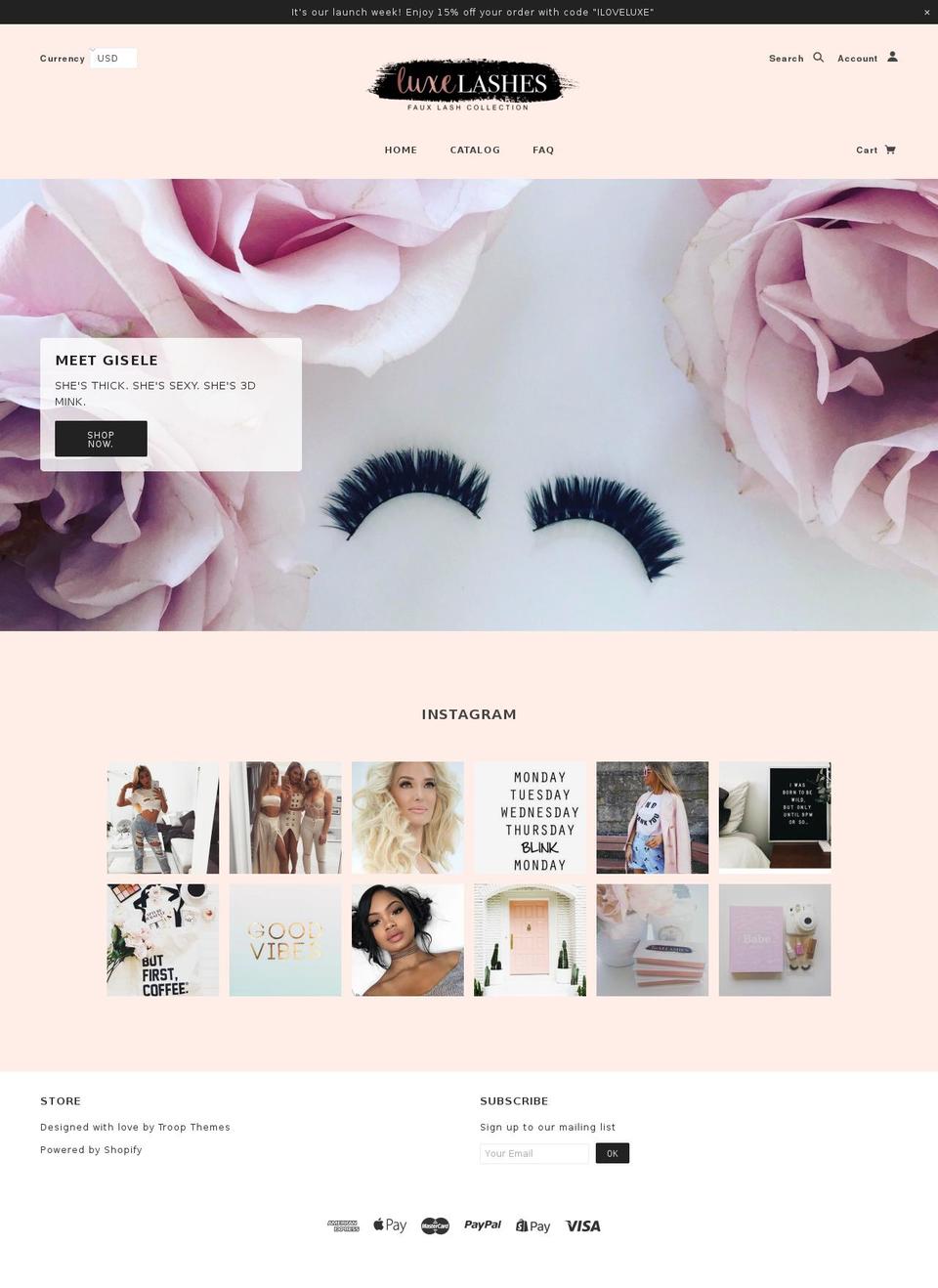 luxelashcollection.com — Shopify storefront screenshot
