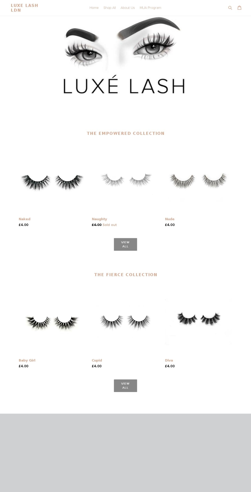 luxelashldn.com shopify website screenshot
