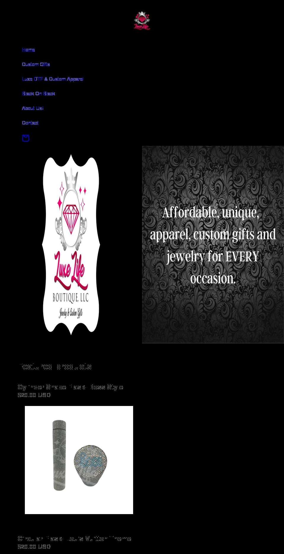 luxelifeboutique.com shopify website screenshot