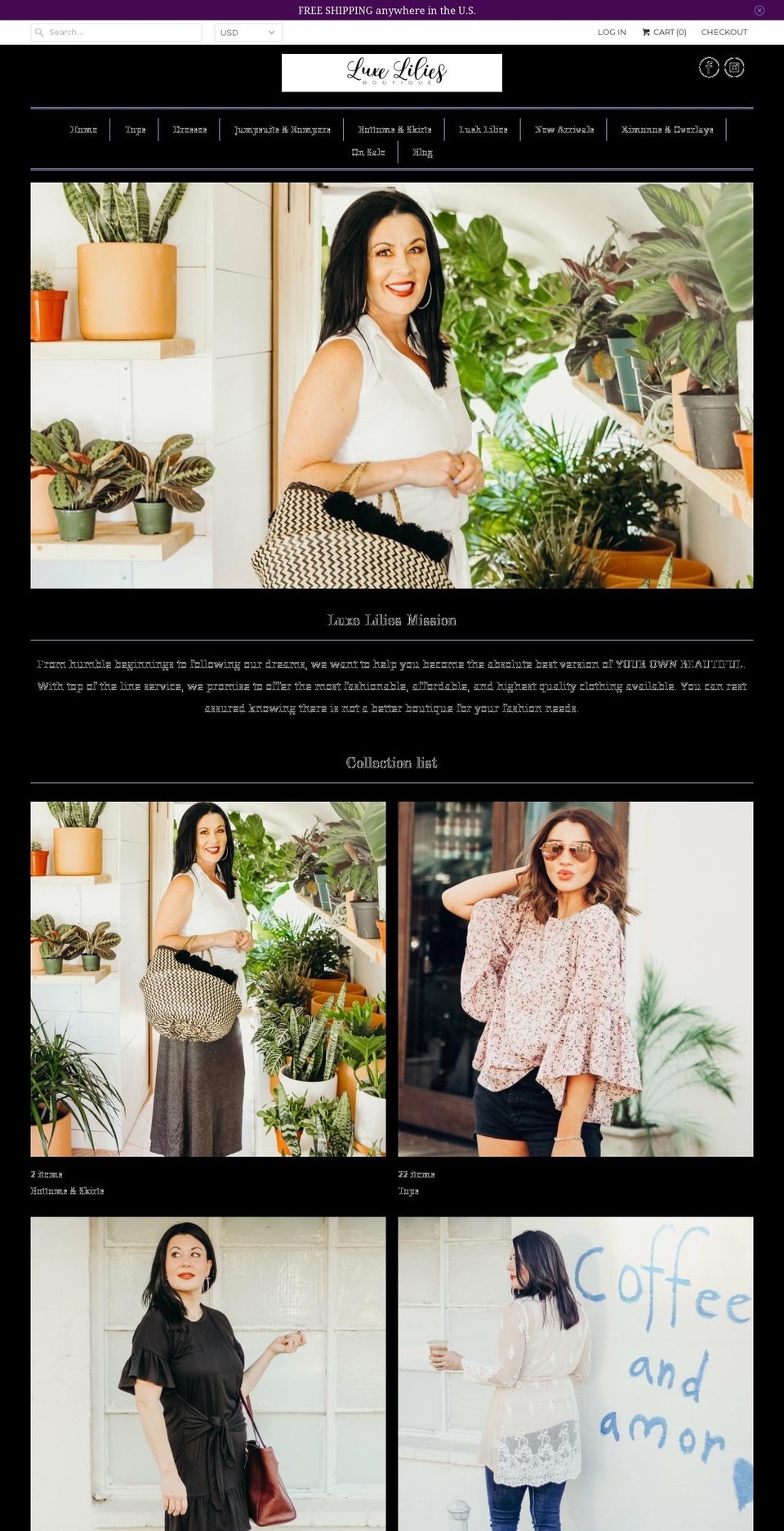luxelilies.com — Shopify storefront screenshot