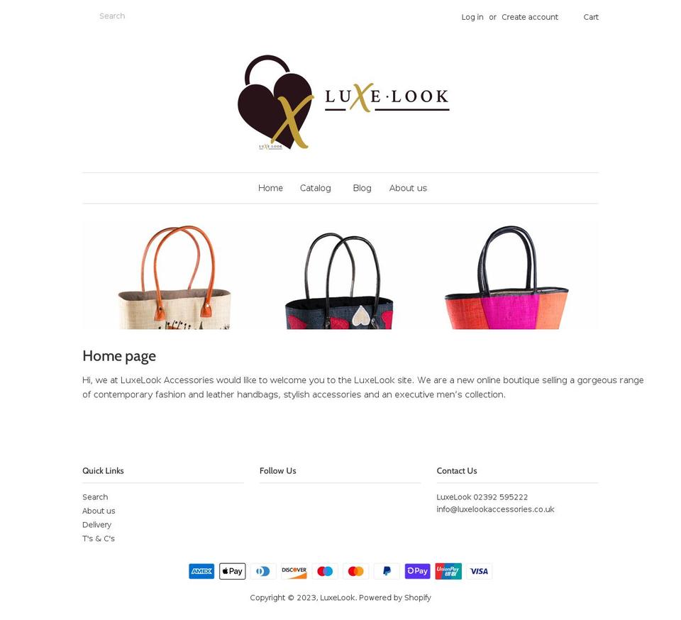 luxelookaccessories.co.uk shopify website screenshot