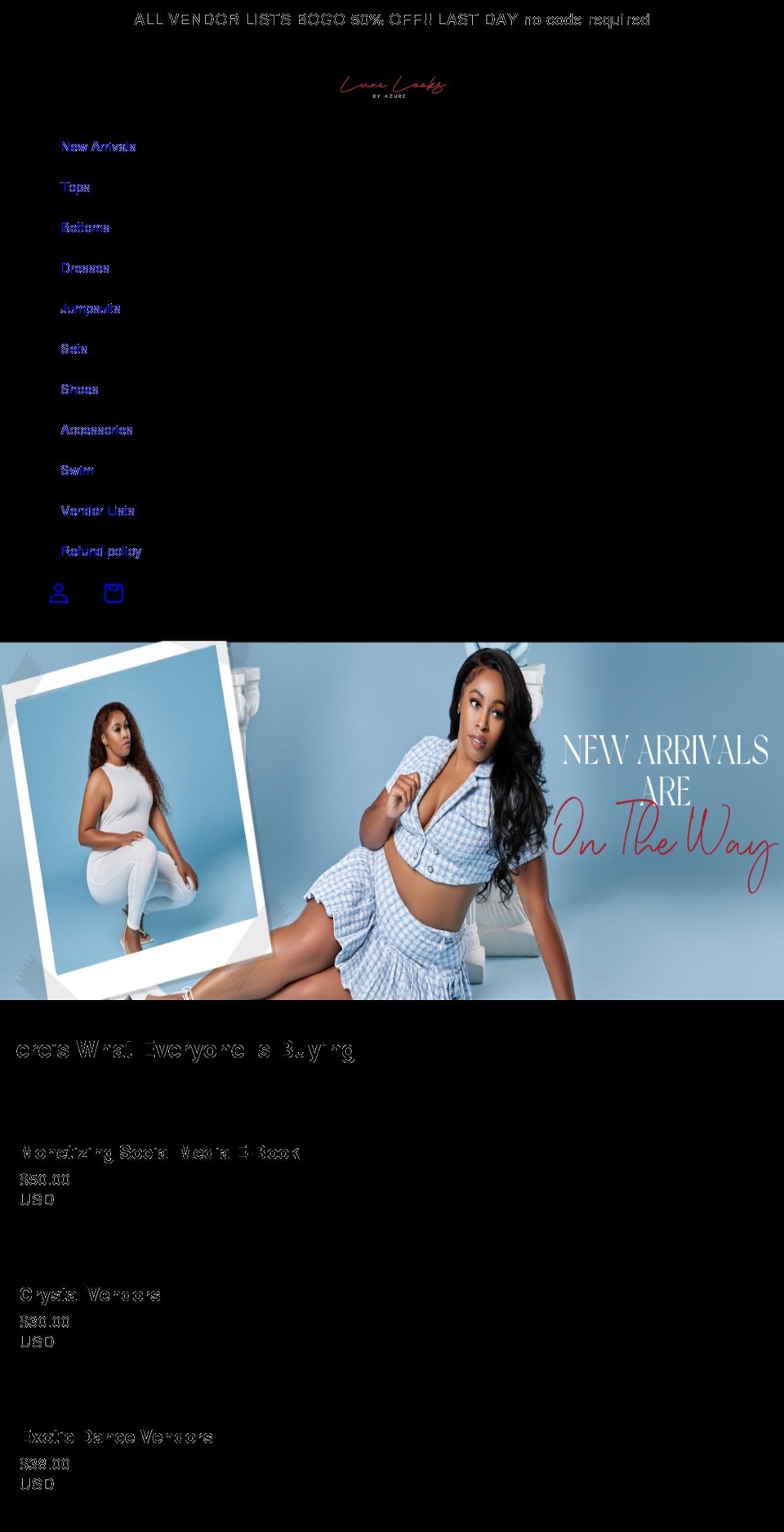 luxelooksboutique.com shopify website screenshot