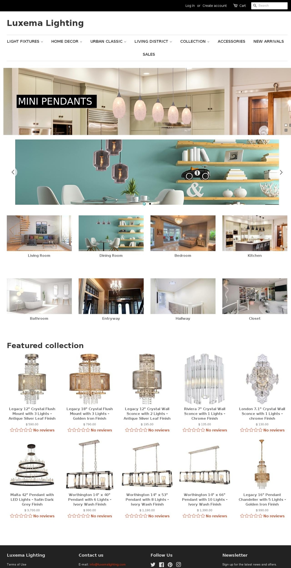 luxemalighting.com — Shopify storefront screenshot