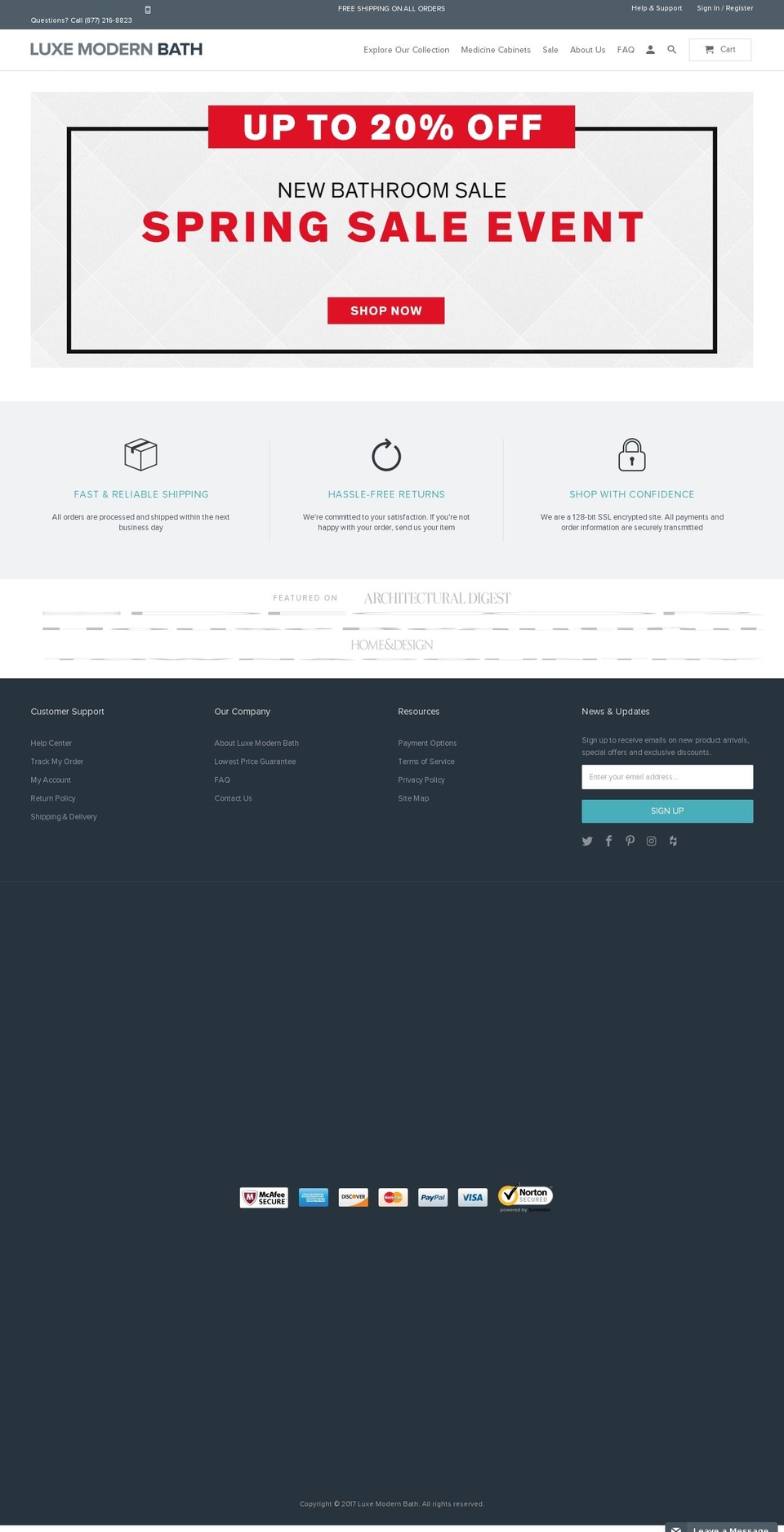luxemodernbath.com shopify website screenshot