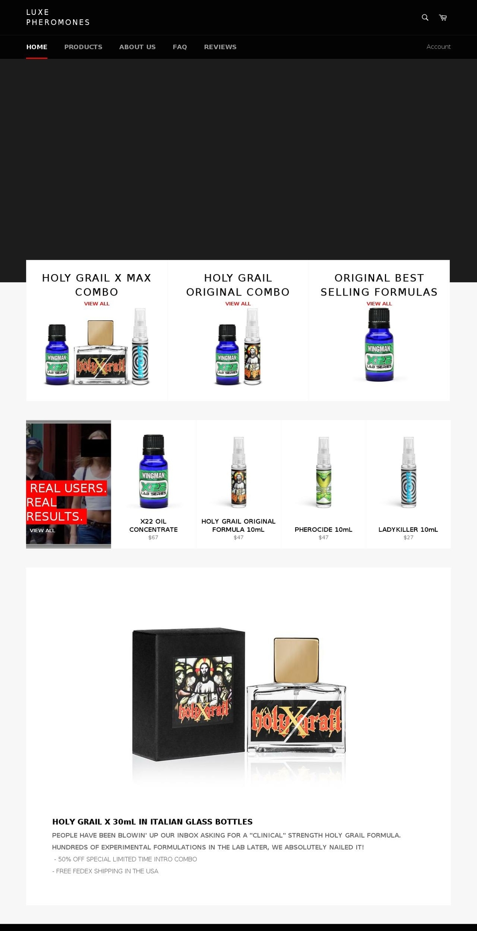 luxepheromones.com shopify website screenshot
