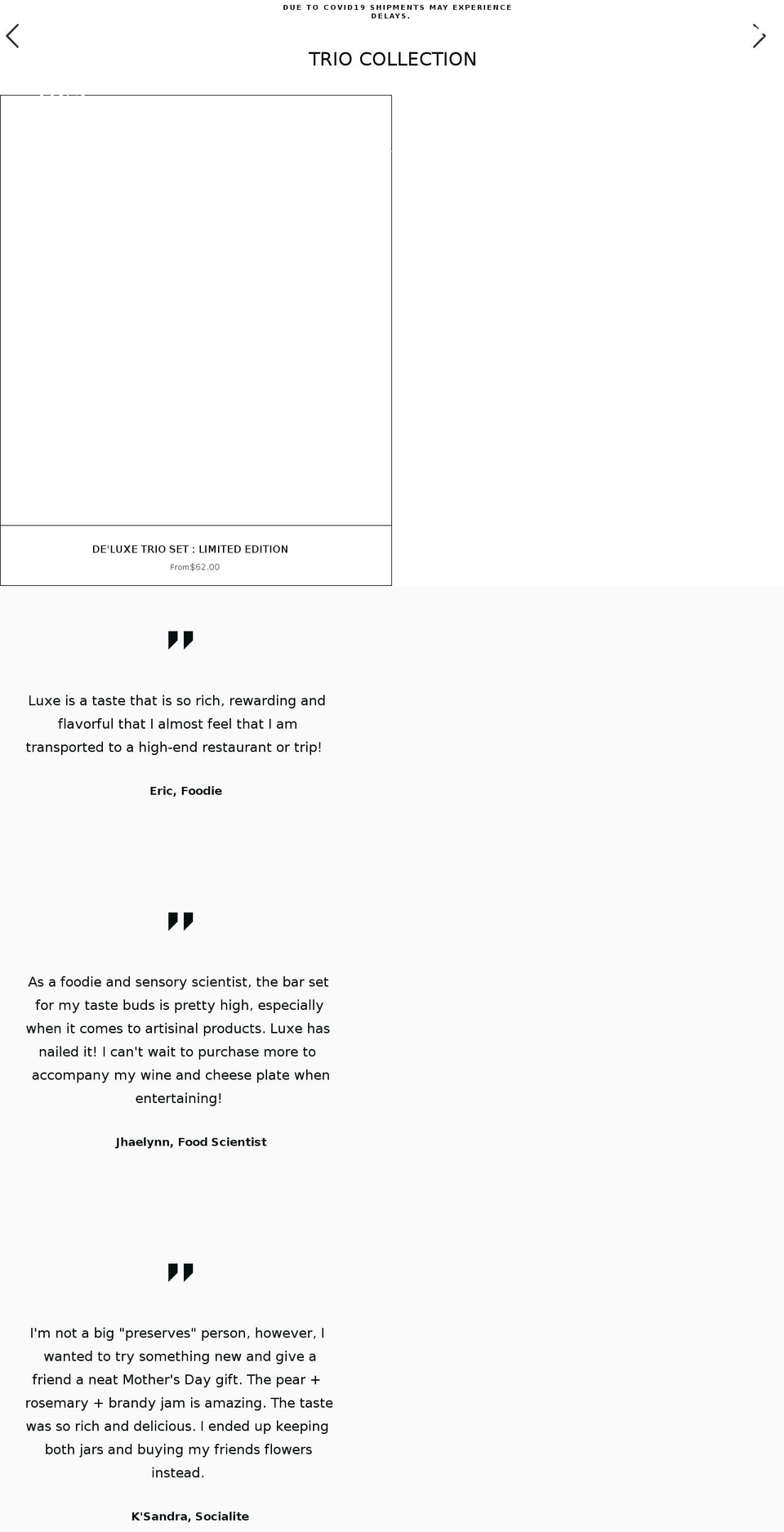 luxepreserves.com shopify website screenshot