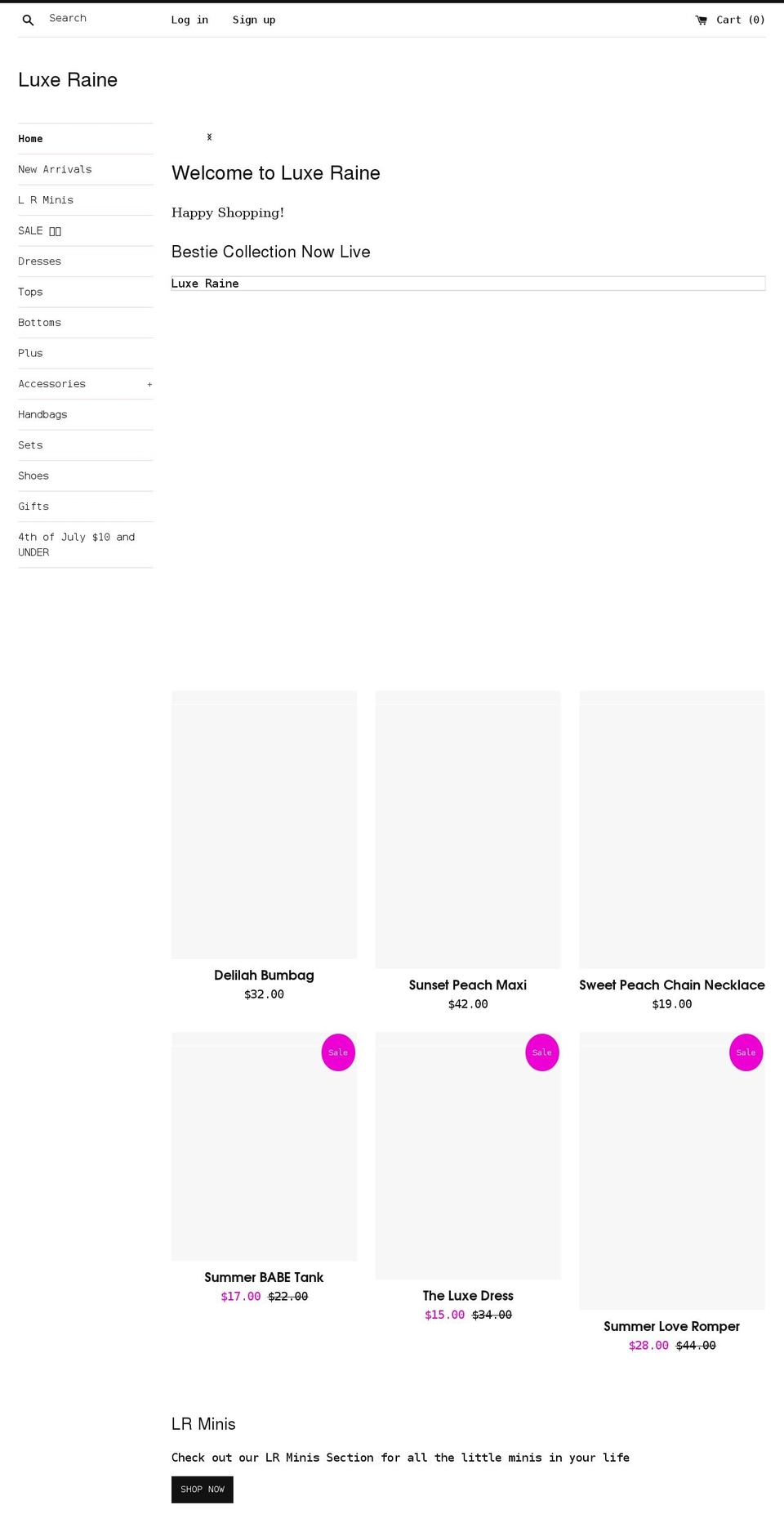 luxeraine.com shopify website screenshot