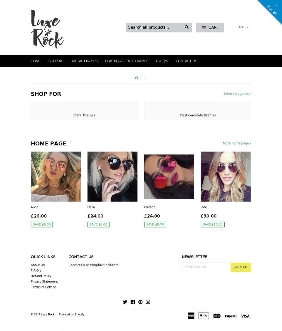 luxerock.com shopify website screenshot