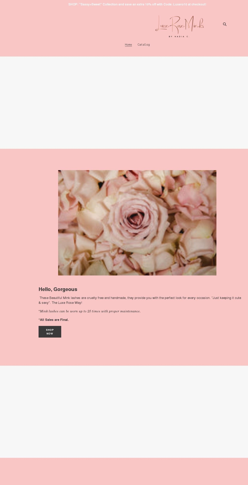 luxeroseminksbync.com shopify website screenshot